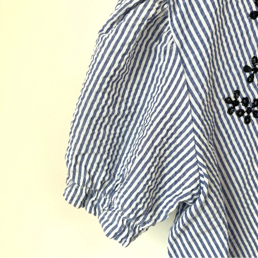 Zara basics, blue and white seersucker blouse, size XS.